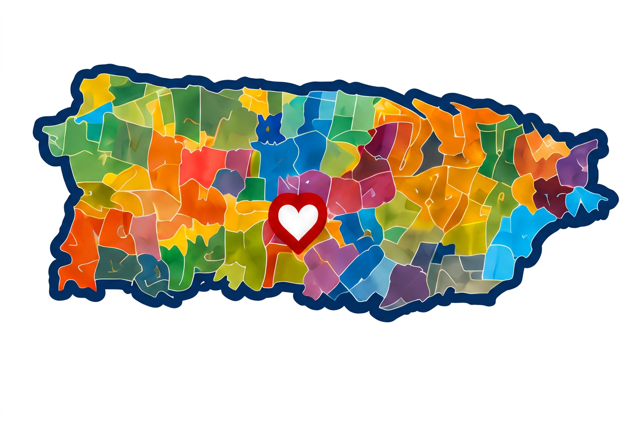 Map of Puerto Rico's 78 municipalities